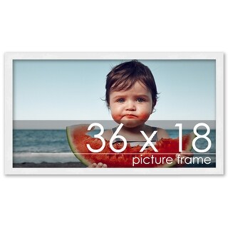 36x18 Contemporary White Complete Wood Picture Frame with UV Acrylic ...