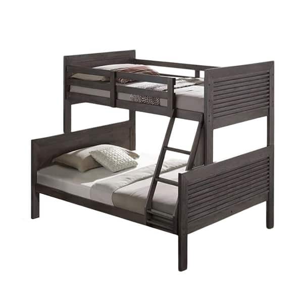 slide 2 of 5, Twin over Full Bunk Bed with Reversible Ladder in Charcoal Brown - Charcoal Brown Charcoal Brown