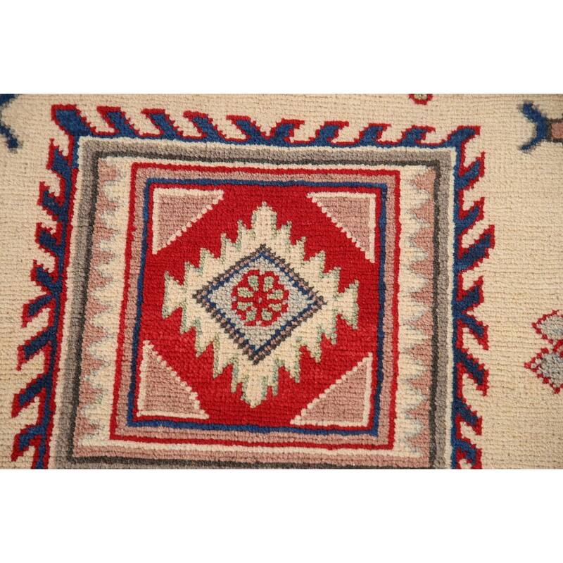 Ivory Kazak Oriental Accent Rug Hand-Knotted Foyer Wool Carpet - 3'4"x 4'9"