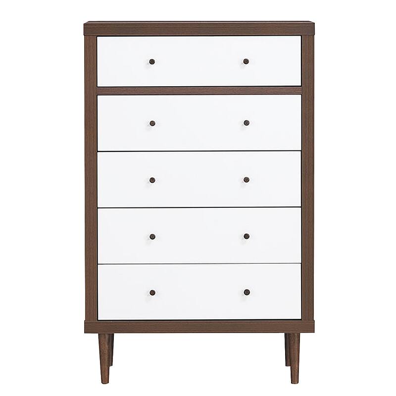 Costway 5 Drawer Dresser Wood Chest of Drawers Storage Freestanding