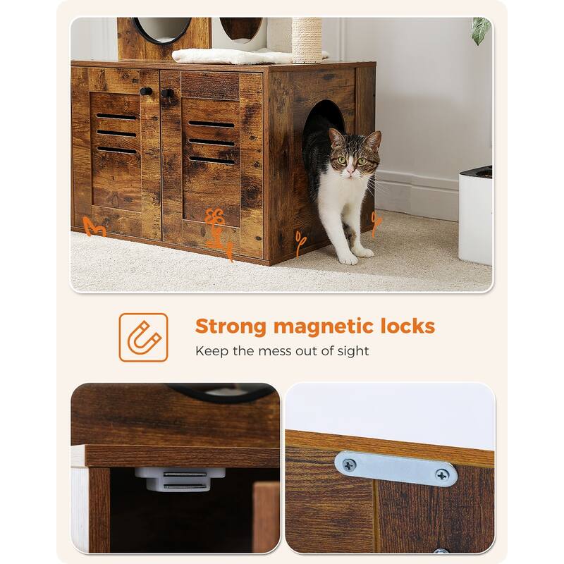 Modern Wood Cat Condo with Litter Box