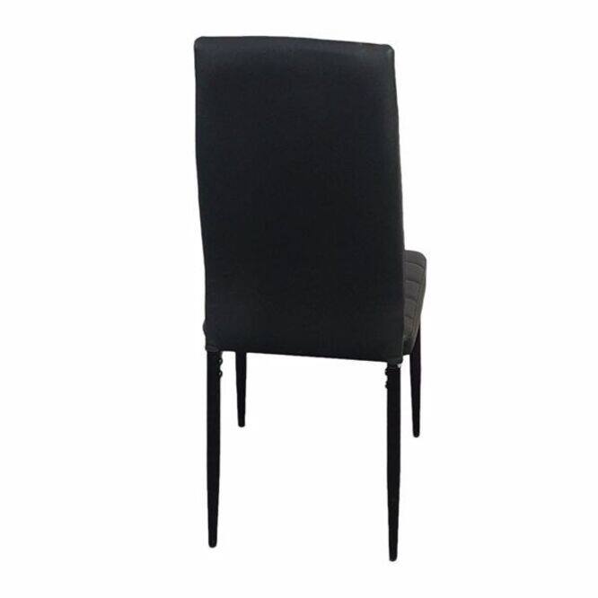 4pcs Elegant Black Assembled Stripping Texture High Backrest Dining Chairs