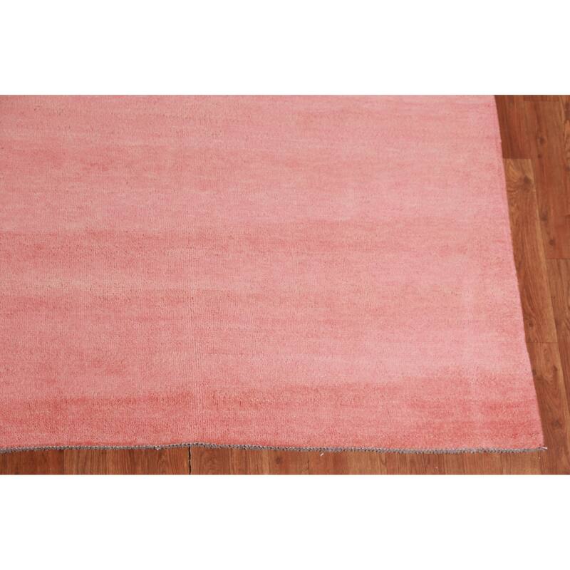 Hand Knotted Oriental 100% Wool Carpet Modern Solid Coral Gabbeh Area Rug - 12' 2'' X 9' 0''