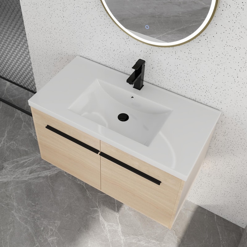 Bathroom Vanity With Sink In 16/20/24/30/36 Inch, Floating Bathroom Vanity With Soft Close Door