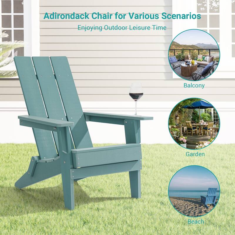 BONOSUKI Patio Folding Adirondack Chair,Waterproof HIPS,Wide Armrests