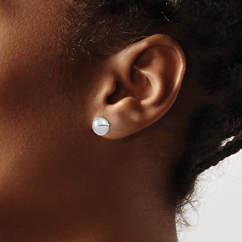 Curata 14k White Gold Polished 8mm Button Post Earrings