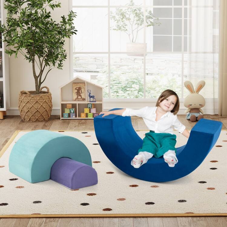 Multicolor Suede Foam Rainbow Arc Climber Set for Kids 3+ Years - Multi Color - 47" × 20" × 24"