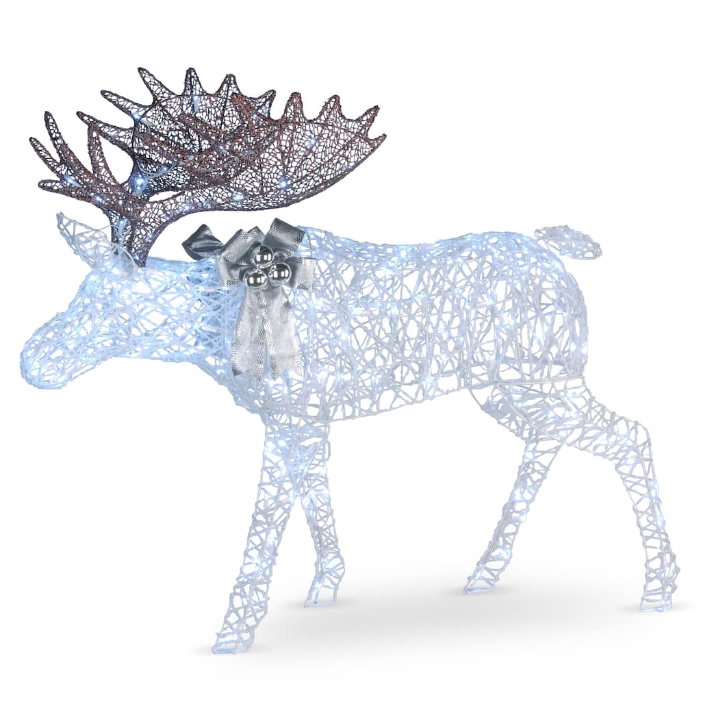 National Tree Company 50 in. Pre-lit Moose Decoration - White - 50 in