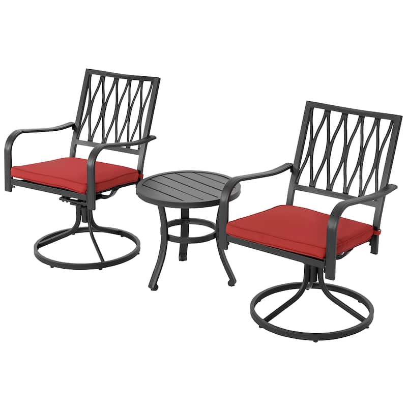 Outdoor Patio Bistro Set With Swivel Chairs