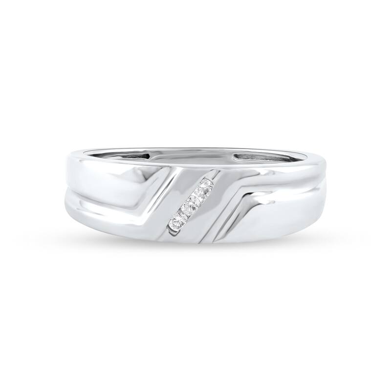 1/20ct TDW Three Stone Ring in Silver for Men