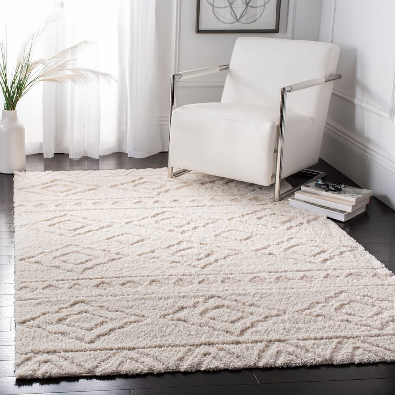 SAFAVIEH Sparta Shag Zetta Geometric Rug - 4' x 6' - Ivory/Beige