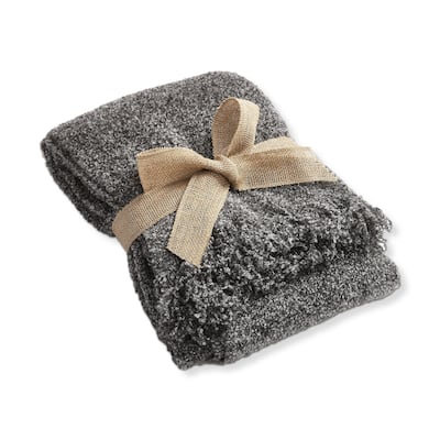 Melange Acrylic Boucle Decorative Throw for Sofa or Bed Grey 50L x 60W in.