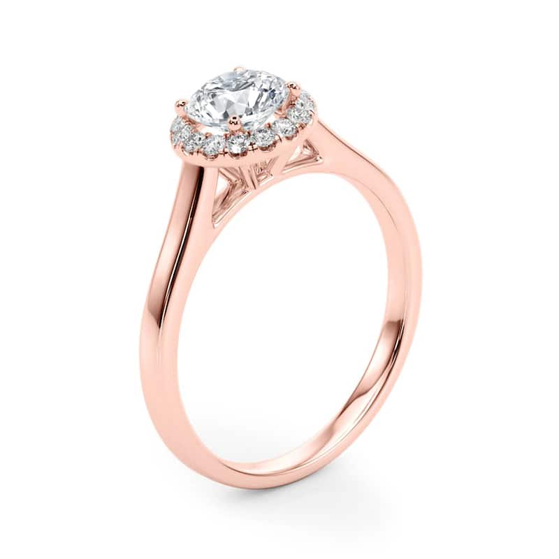 Auriya 14k-Rose Gold Lab Grown Round Diamond Halo Engagement Ring 0.50 to 5.00 ct. tw. (F-G VS)