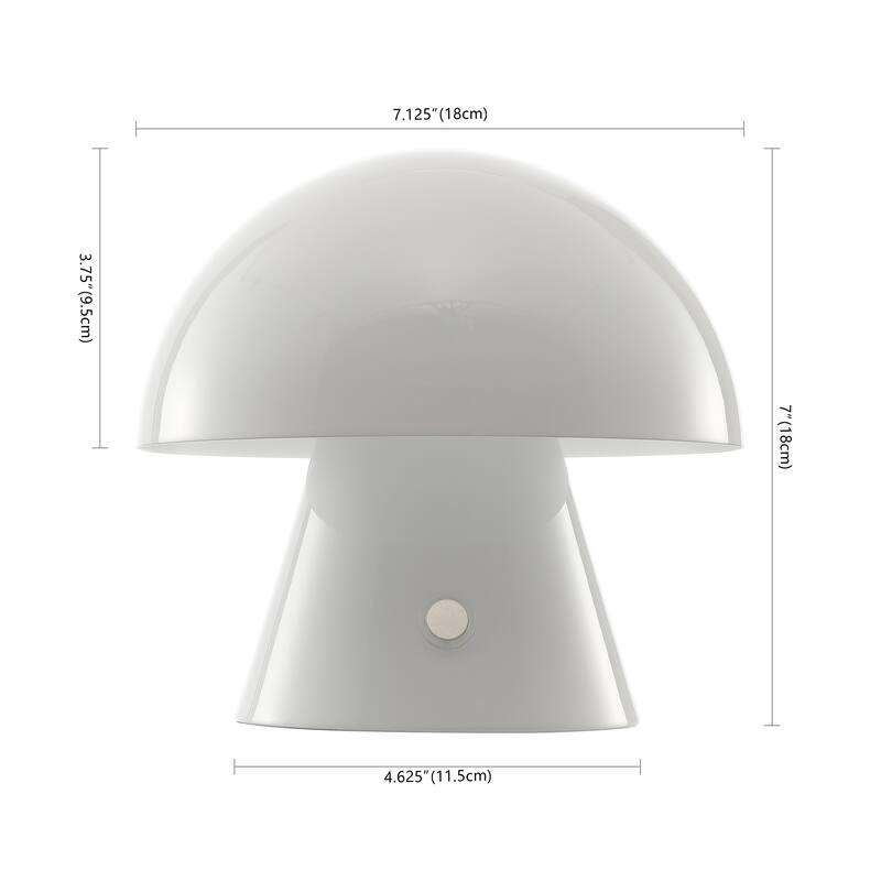 Alyson 7" Contemporary Bohemian Rechargeable/Cordless Iron Integrated LED Mushroom Table Lamp, by JONATHAN Y