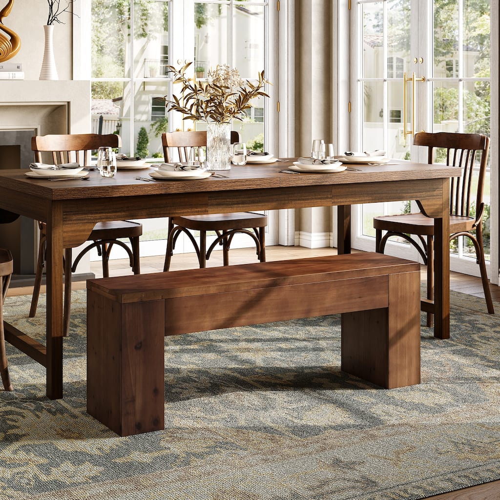 47.24 Inches Solid Wood Dining Bench with Sturdy Legs