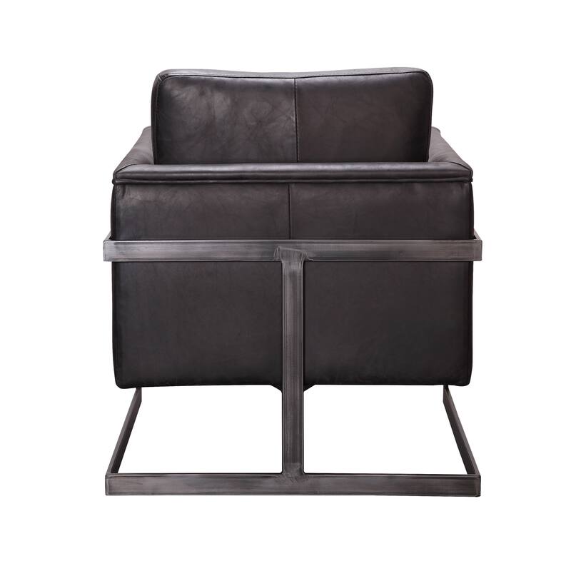 Aurelle Home Industrial Top Grain Leather Accent Chair