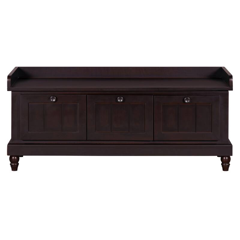 Fluted Entryway Bench with Storage