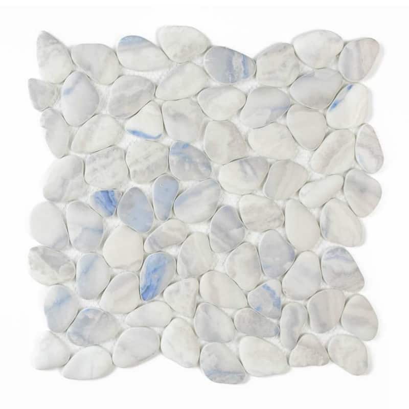 The Tile Life Huron Rock 12x12 Blue Glass Pebble Floor & Wall Tile - 4 x 4 Sample
