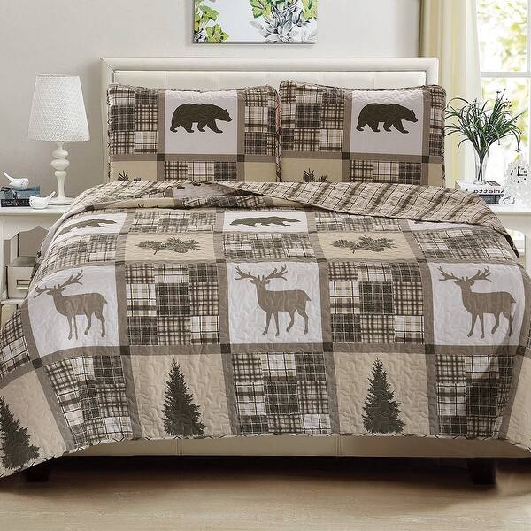 slide 1 of 20, Home Fashion Designs 3-Piece Lodge Printed Quilt Set with Shams