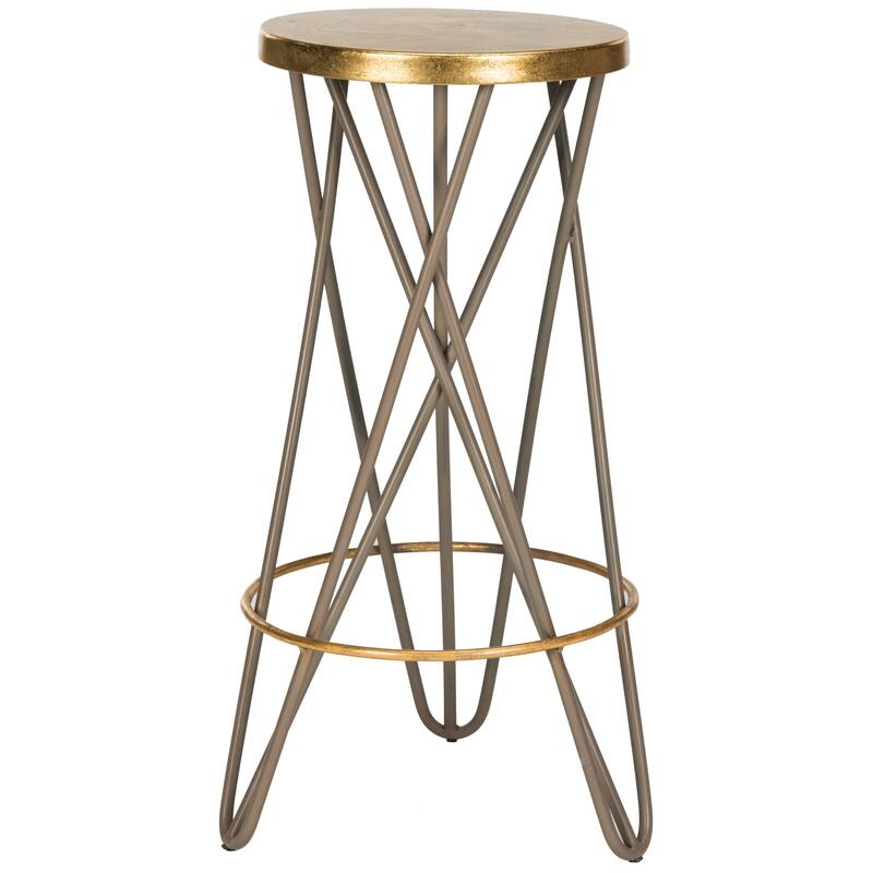 SAFAVIEH Elissa 30 Inch Gold Leaf Bar Stool - 18" x 18" x 30" - 18Wx18Dx30H