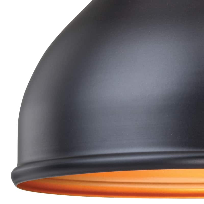 Delano 1 Light Dusk to Dawn Bronze Gold Farmhouse Barn Dome Outdoor Wall Lantern - 9-in W x 13-in H x 11-in D