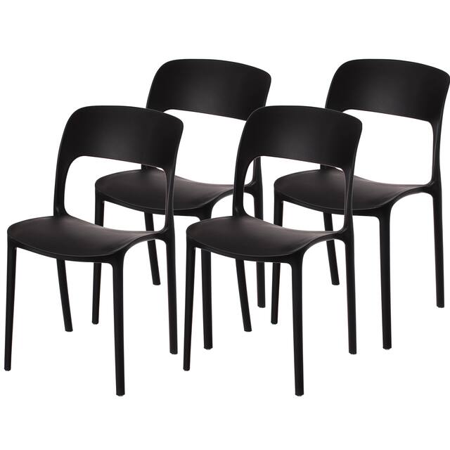 Modern Molded Plastic Outdoor Dining Chair with Open Curved Back