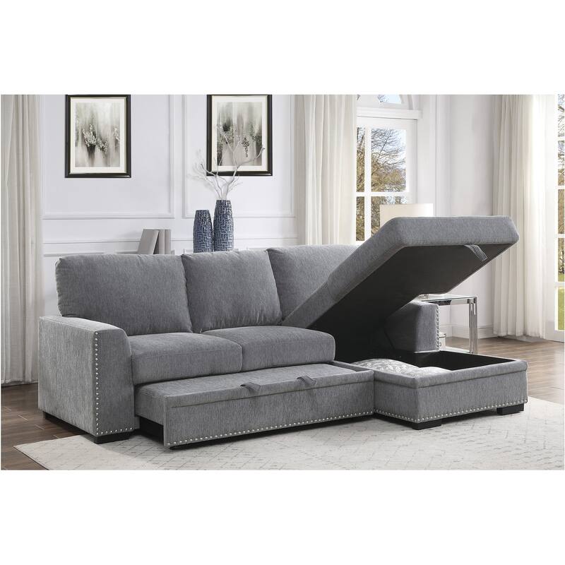 Vivie Dark-Gray Chenille Fabric Living Room Set