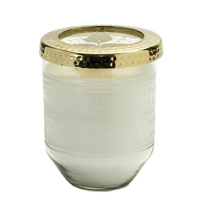 Whit Currant Scented Soy Candle with Pressed Floral Lid 5"D