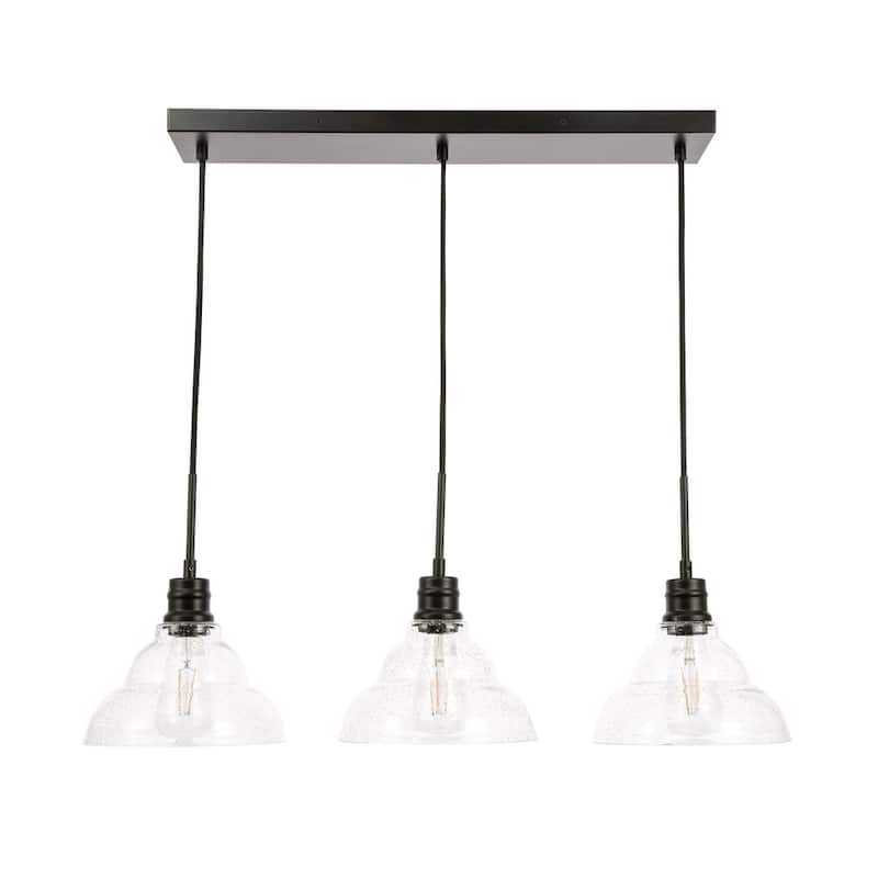 Gia 8.5-Inch 3-Light Clear Seeded Glass Pendant