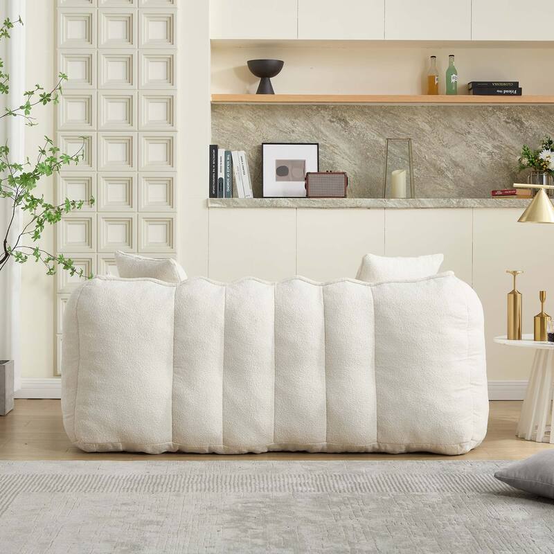 Soft Bean Bag Chair for Adults, Cozy Lazy Bean Bag Sofa, 2 Seat with Armrests for Home