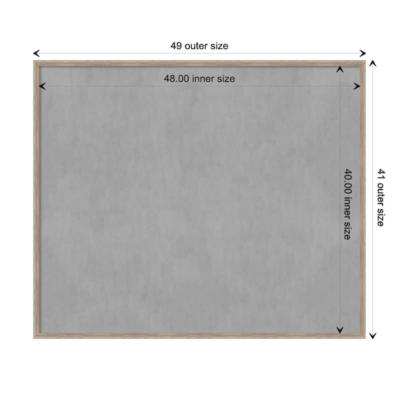 Amanti Art Hardwood Wedge White Wash Framed Magnetic Board - Board Size 48x40