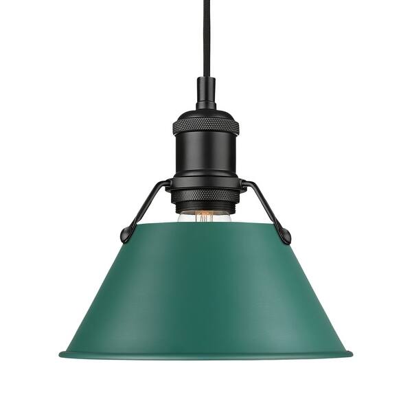 slide 2 of 3, Yep by Golden Lighting Orwell 1-light 8in Pendant in Matte Black and Pine Green shade - Small Pendant - 7"