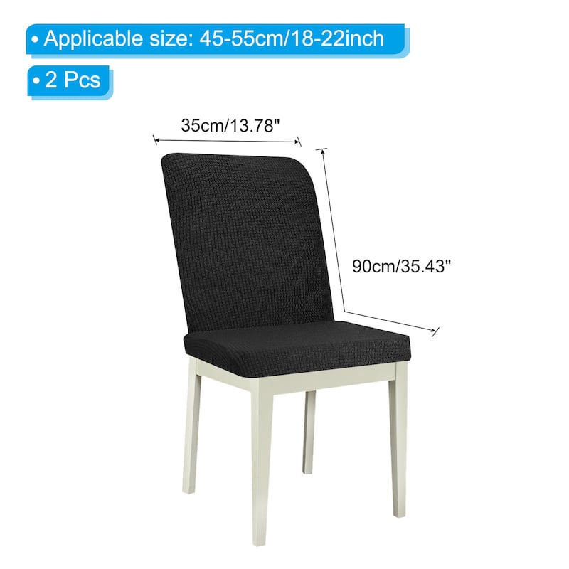 2 Pack Chair Seat Covers Rectangle Stretch Dining Covers for Home - Black