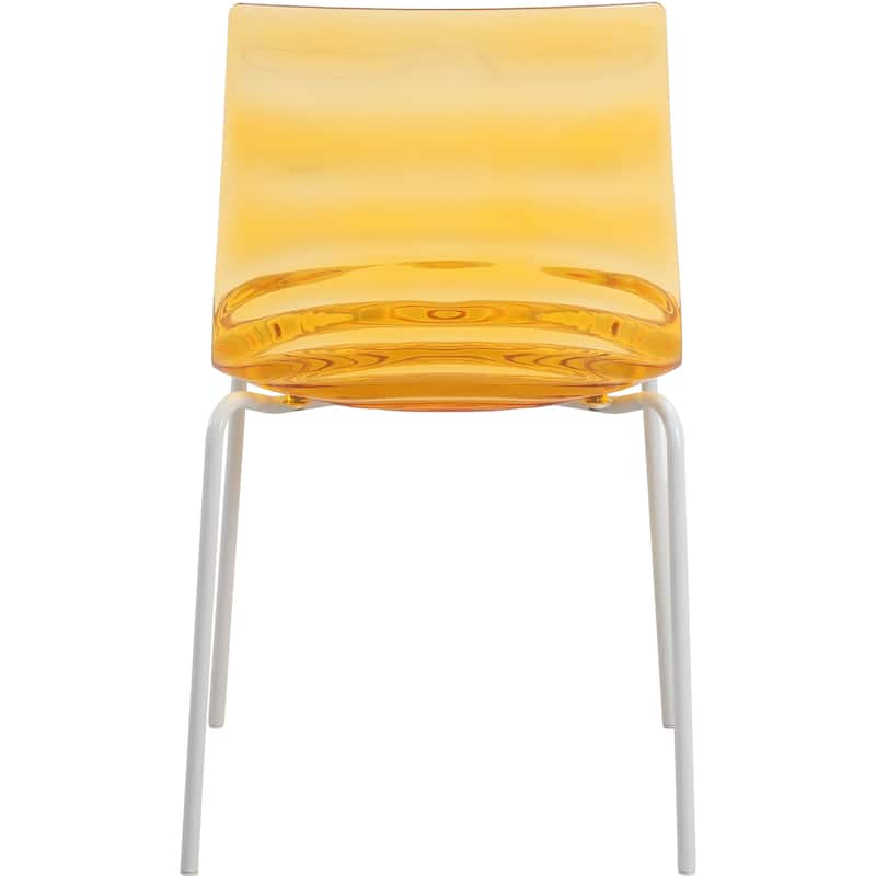 Ergonomic Dinning Chair Ripple Design in White Base Seat Set of 4
