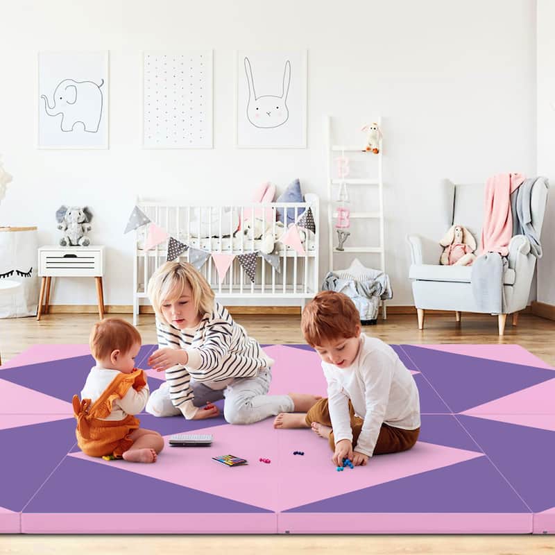 Gymax Gymnastics Gym Mat 4-Panel Folding Lightweight Gymnastics