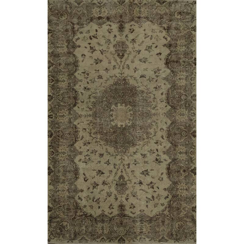 Hand Knotted Oriental 100% Wool Carpet Transitional Floral Beige & Ivories Anatolian Area Rug - 9' 0'' X 5' 3''