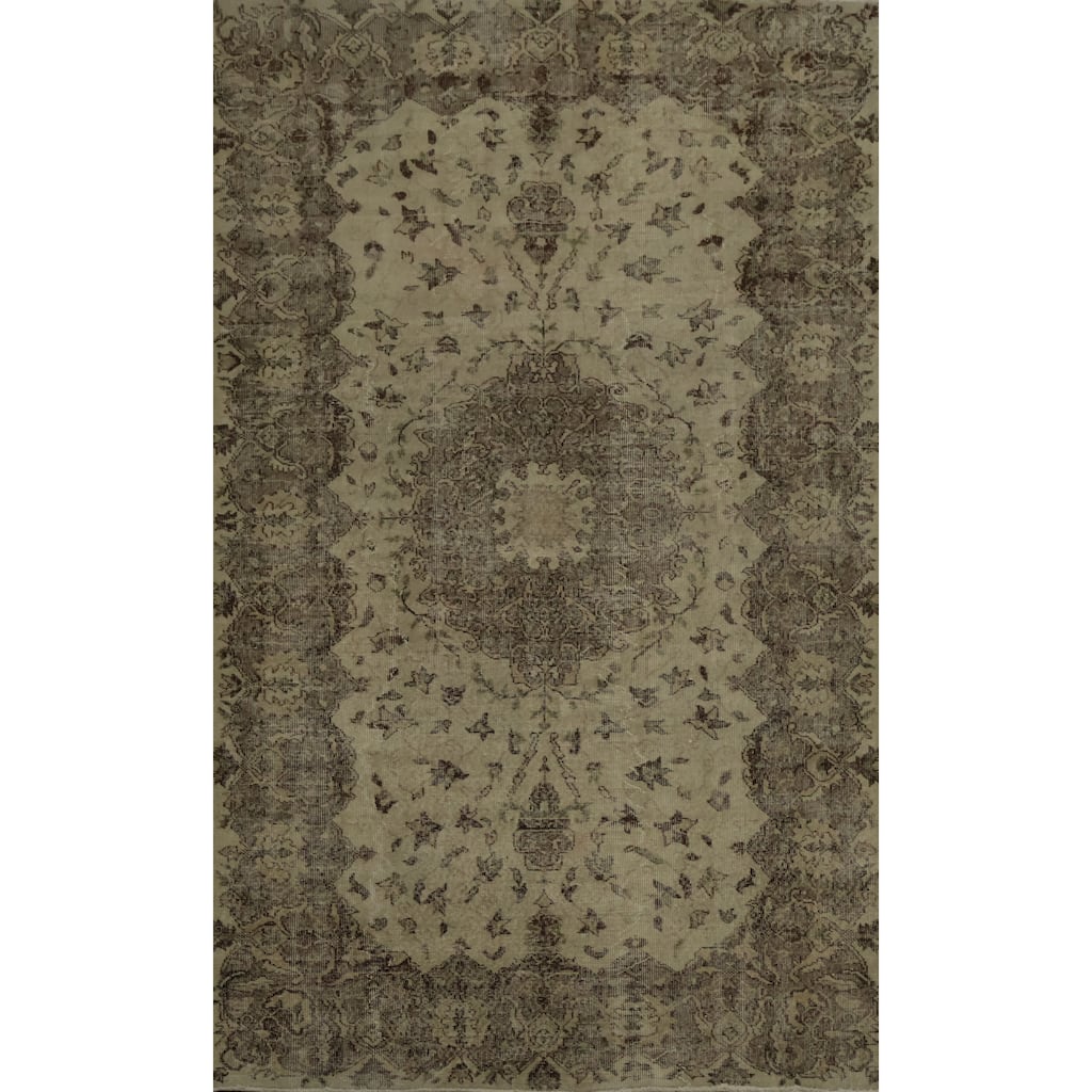 Hand Knotted Oriental 100% Wool Carpet Transitional Floral Beige & Ivories Anatolian Area Rug - 9' 0'' X 5' 3''