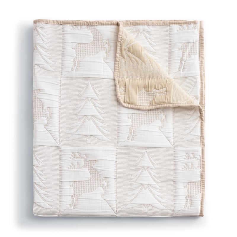 Novelty Holiday Matelasse Style Reversible Throw Blanket - Reindeer Games