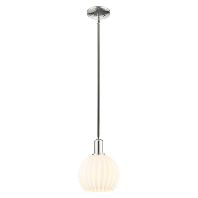 Innovations Lighting Endless Possibilities Arcadia - White Venetian - 1 Light 8" Stem Hung Mini Pendant - Polished Nickel