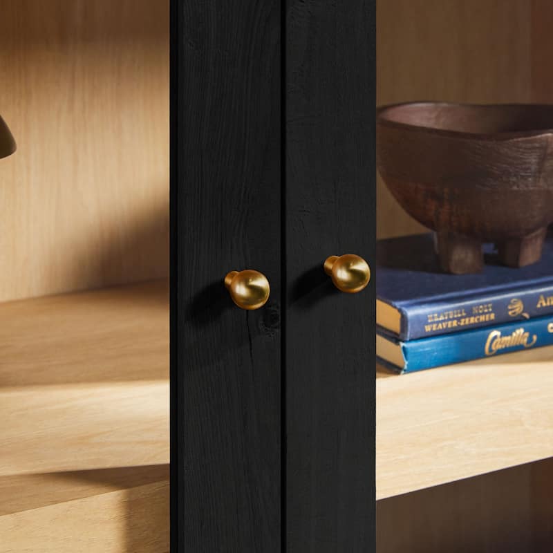 Walker Edison Modern Arched MDF Bookshelf Cabinet with Glass Doors