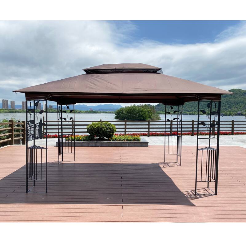 13x10 Outdoor Gazebo Canopy Tent With Ventilated Double Roof And Mosquito net for Lawn(Detachable Mesh Screen On All Sides)