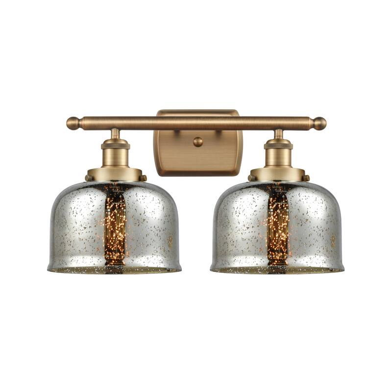 Innovations Lighting Ballston Urban Bell - 2 Light 18" Bath Vanity Light - Silver Plated Mercury/Brushed Brass