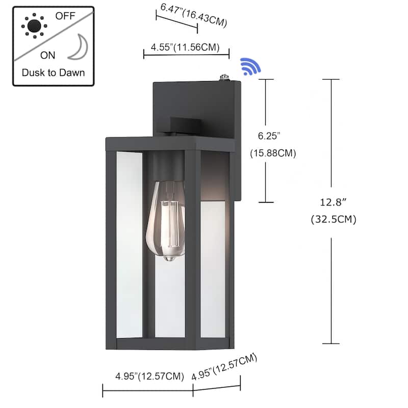 1-Light 13'' H Matte Black Outdoor Wall Lantern Sconce