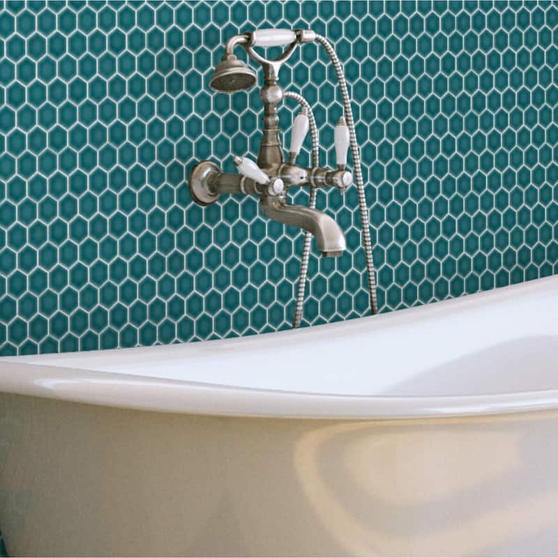 Merola Tile Tribeca 1" Hex Jade 10-1/4" x 11-7/8" Porcelain Mosaic Floor and Wall Tile
