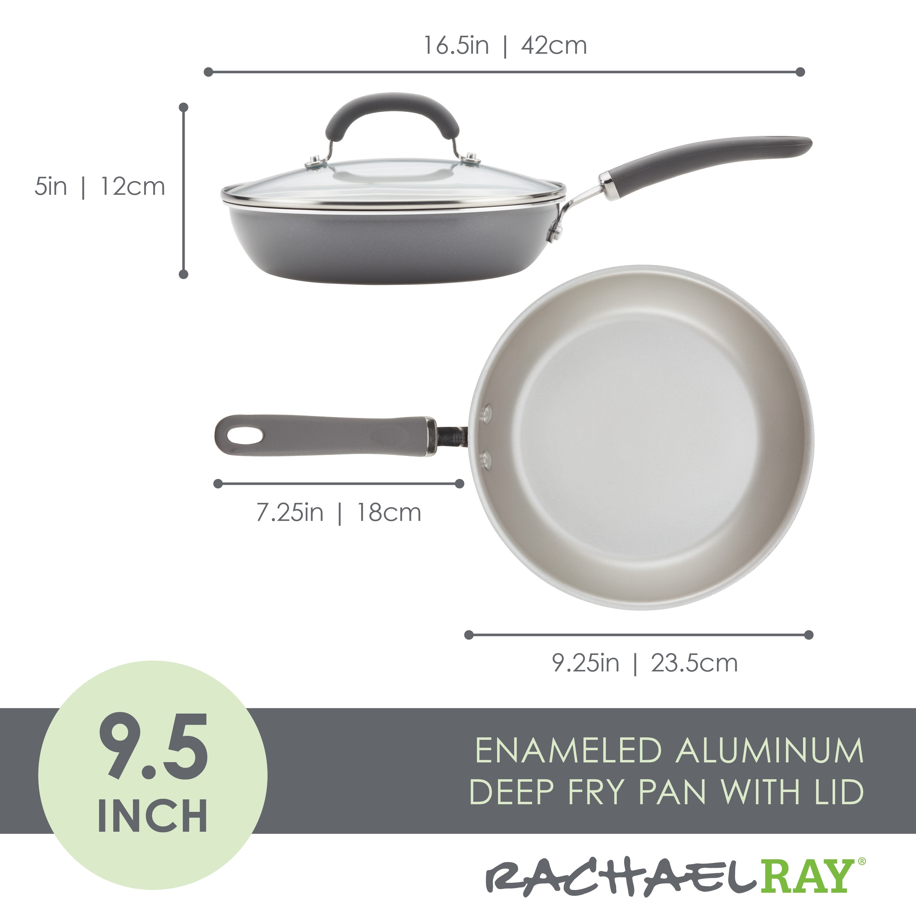 Rachael Ray Gray Create Delicious Hard-Anodized Aluminum Nonstick 12.5 in Deep Skillet