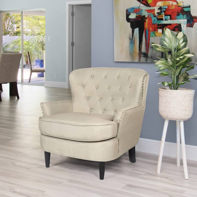 Adeco Modern Accent Chair Linen Sofa Chair - 34.4 "x34.4 "x34.2"