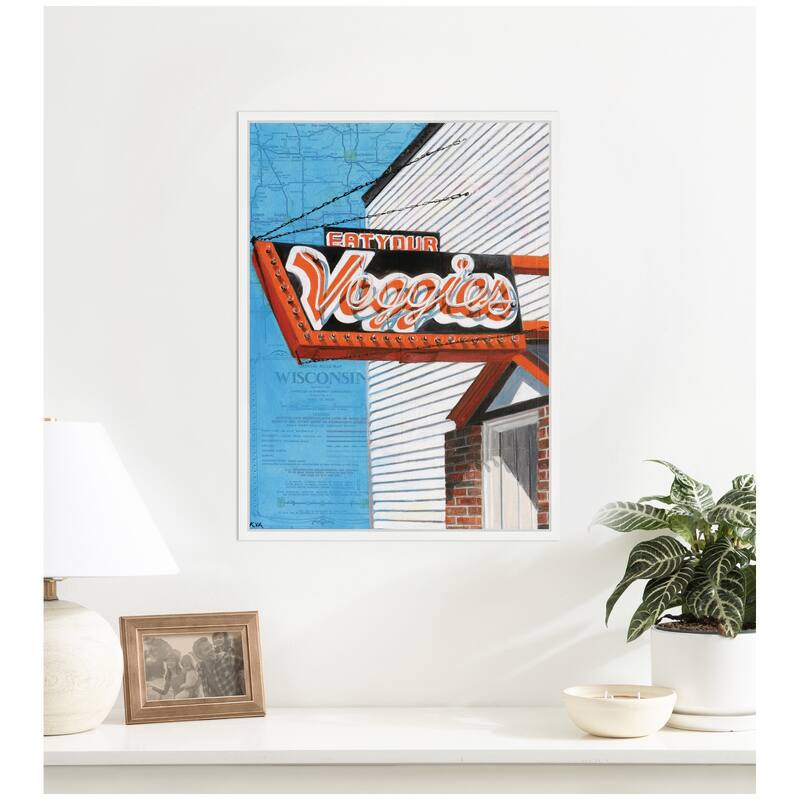 Kate and Laurel Veggies by Krista V. Allenstein Framed Canvas Wall Art Print