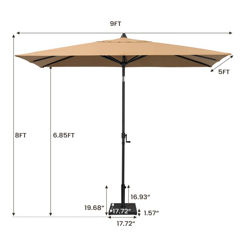 Pellebant Outdoor 9 x 5 FT Patio Market Umbrella Rectangular