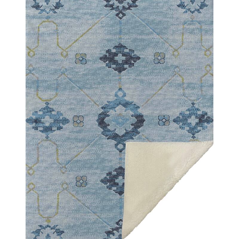 Premium Machine Washable ASB122 Boho Global Sherpa Throw Blanket