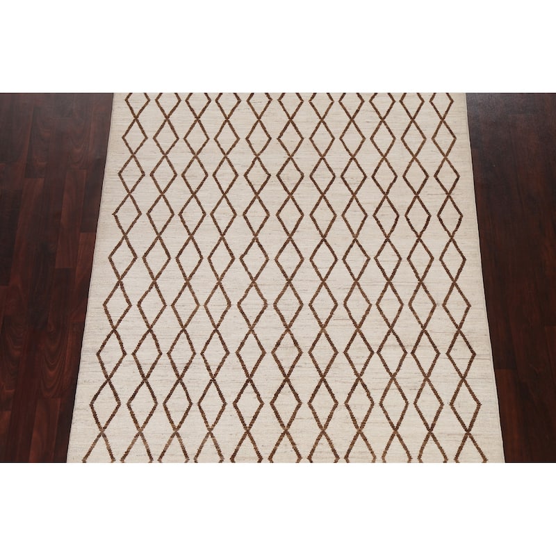 Modern Trellis Moroccan Oriental Area Rug Handknotted Wool Carpet 5
